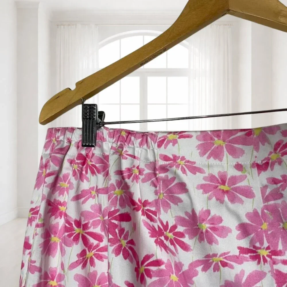 Liz Claiborne Woman Michaela Floral Ankle Pants 16W Pink Stretch Cotton Career - Picture 6 of 14